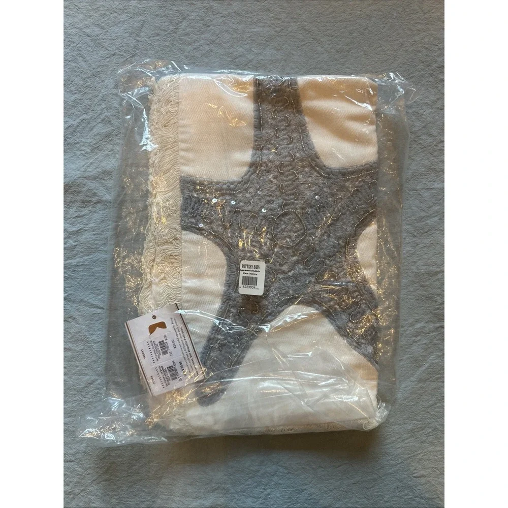 Pottery‎ Barn Double Starfish Embroidered Lumbar Pillow Cover